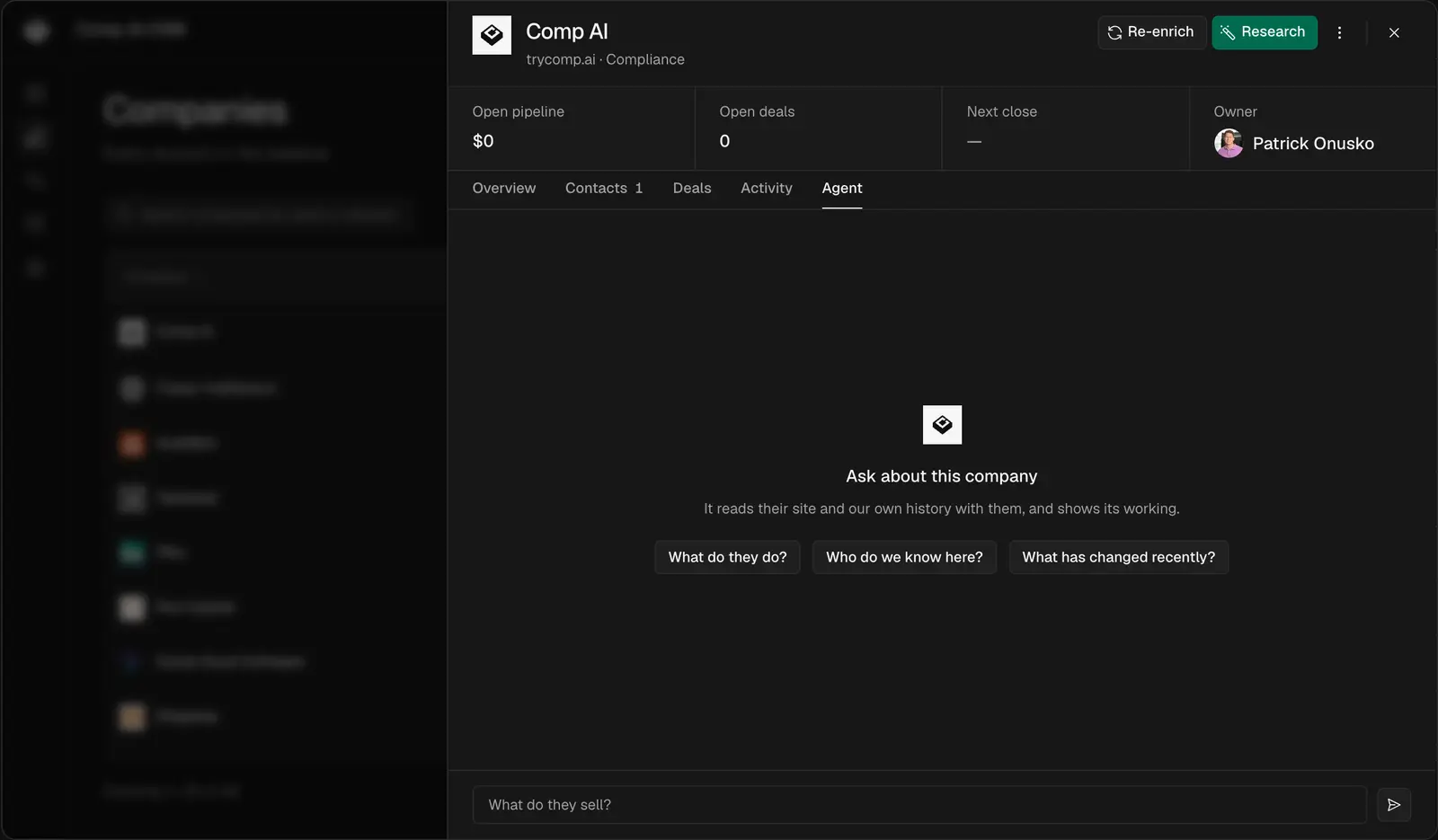 Comp AI CRM screenshot 1