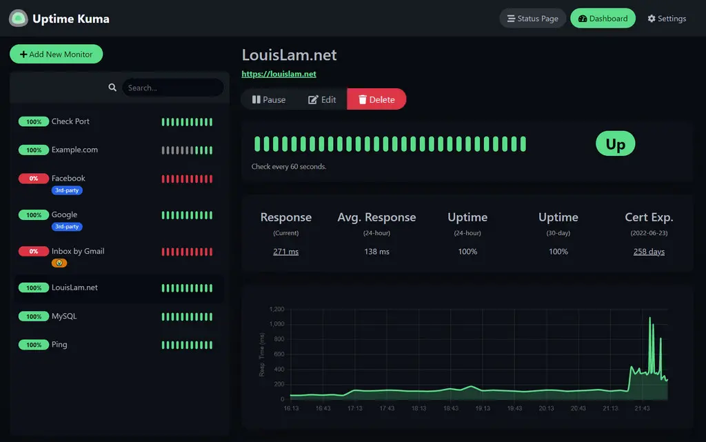Uptime Kuma screenshot 2
