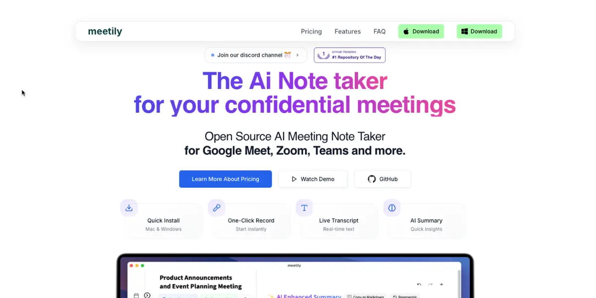 Meetily product image
